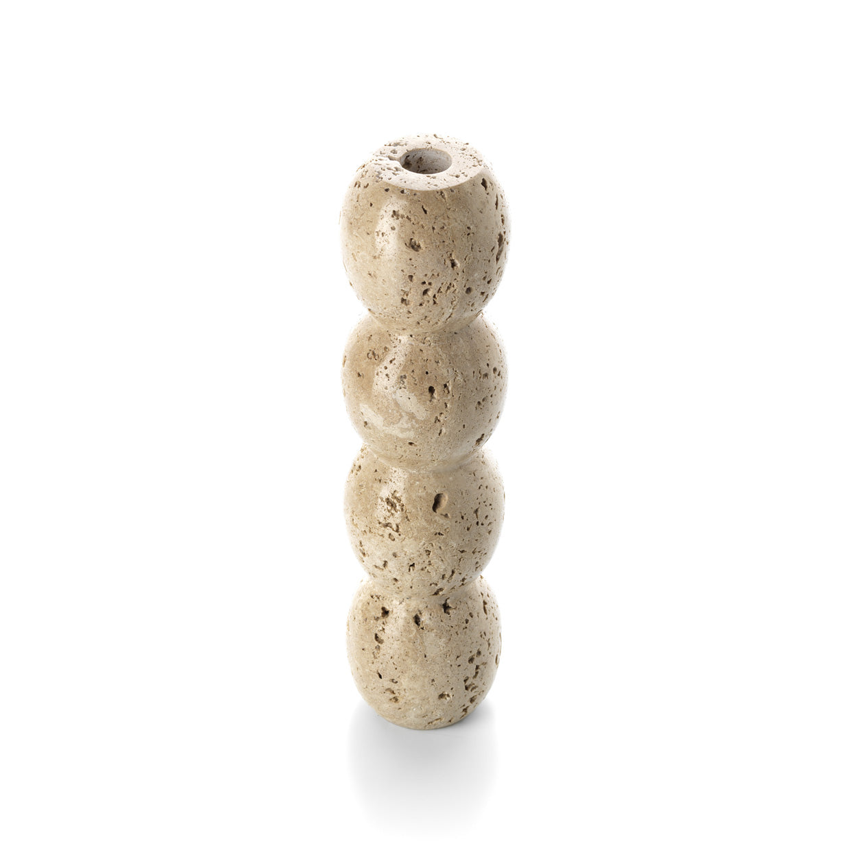 The Travertine Totem Taper Candle Holder - Beige - L