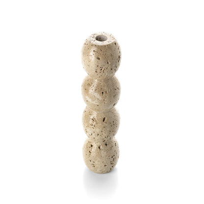 The Travertine Totem Taper Candle Holder - Beige - L