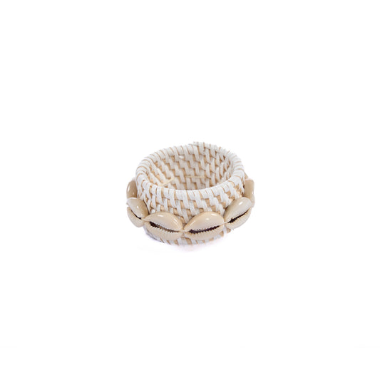 The Rattan Shell Napkin Ring - White