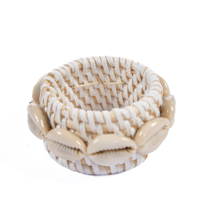 The Rattan Shell Napkin Ring - White