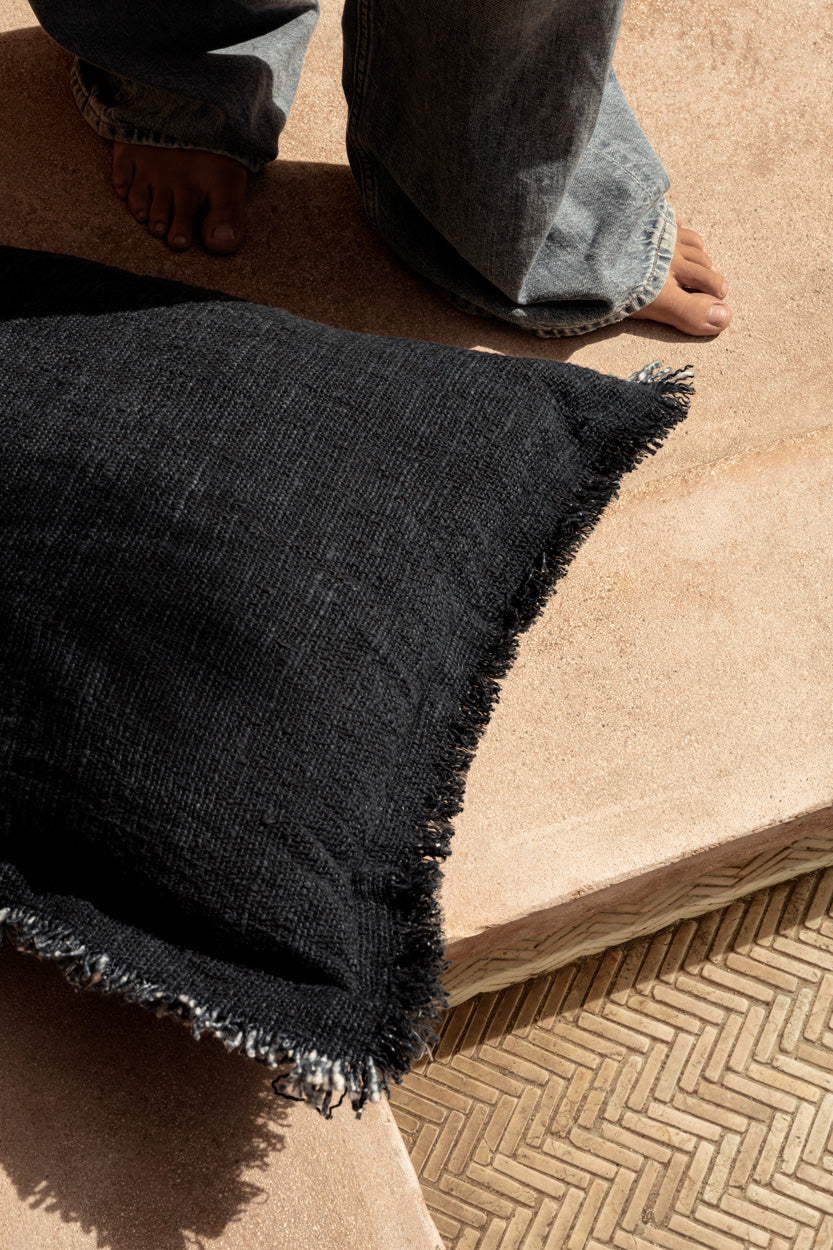 The Azure Fringe Cushion Cover - Indian Blue