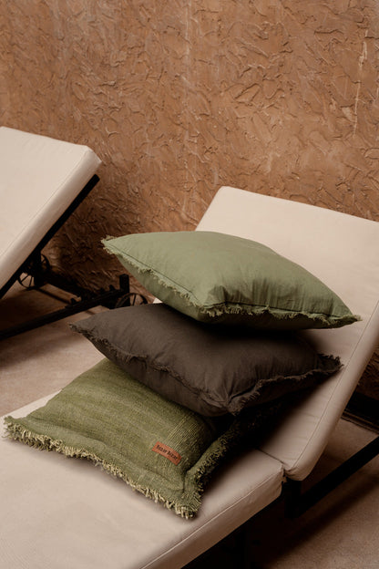 The Jungle Fringe Cushion Cover - Green