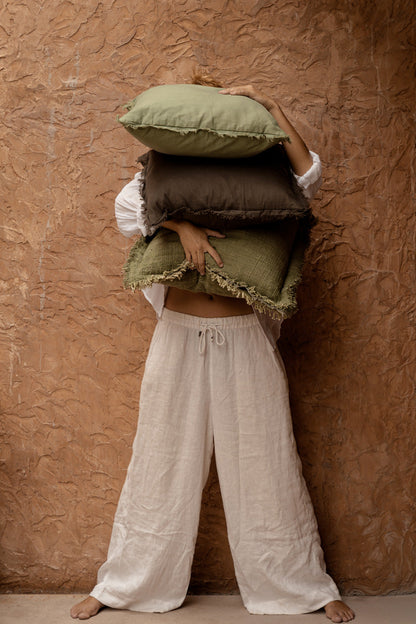 The Jungle Fringe Cushion Cover - Green