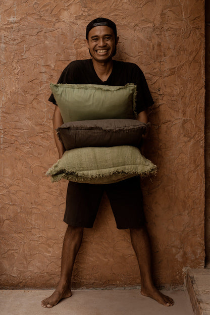 The Jungle Fringe Cushion Cover - Green