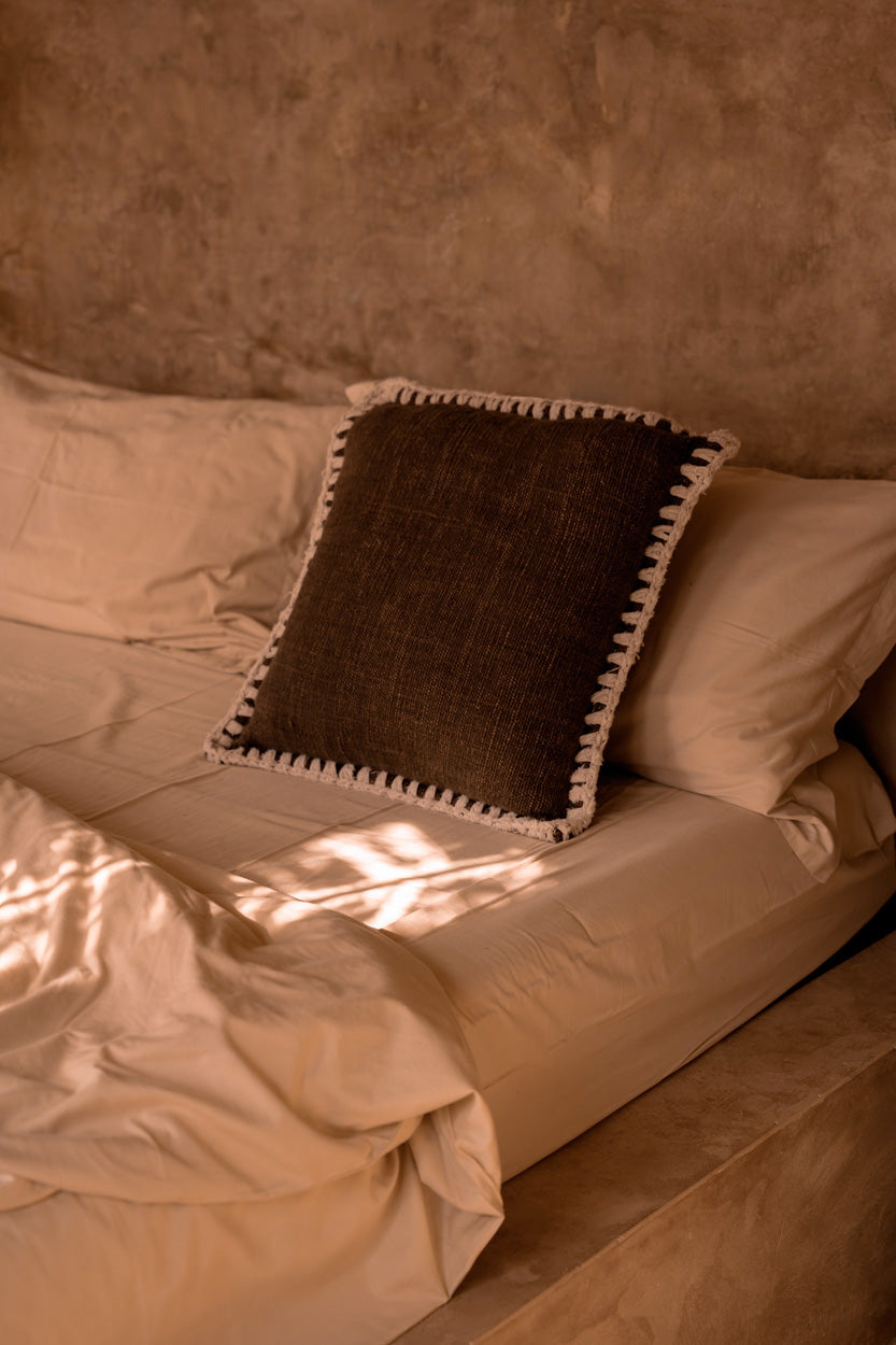 The Espresso Edge Cushion Cover - Brown White