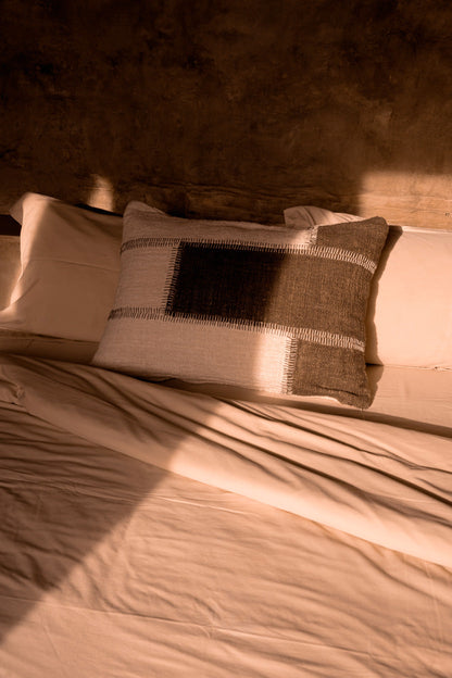 The Cocoa Patchwork Cushion Cover - Natural Brown