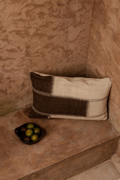 The Cocoa Patchwork Cushion Cover - Natural Brown