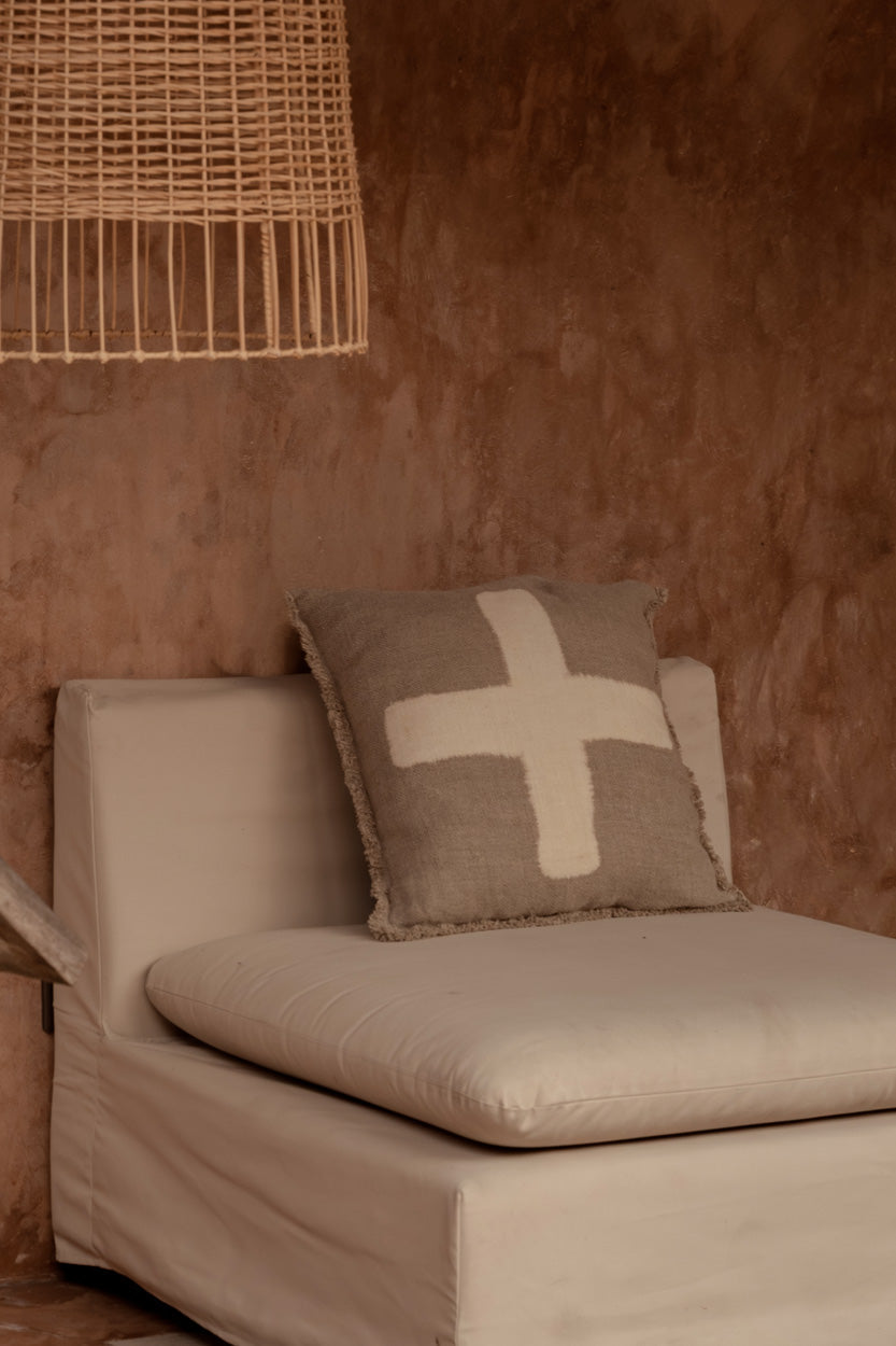 The Ivory Cross Cushion Cover - Natural White - 50x50
