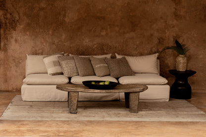 The Linen Damier Cushion Cover - Natural