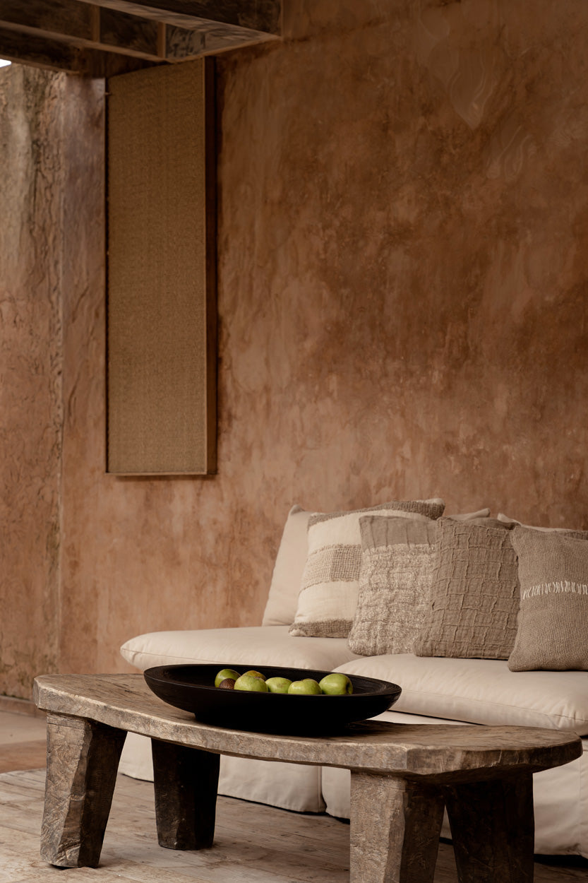 The Linen Damier Cushion Cover - Natural