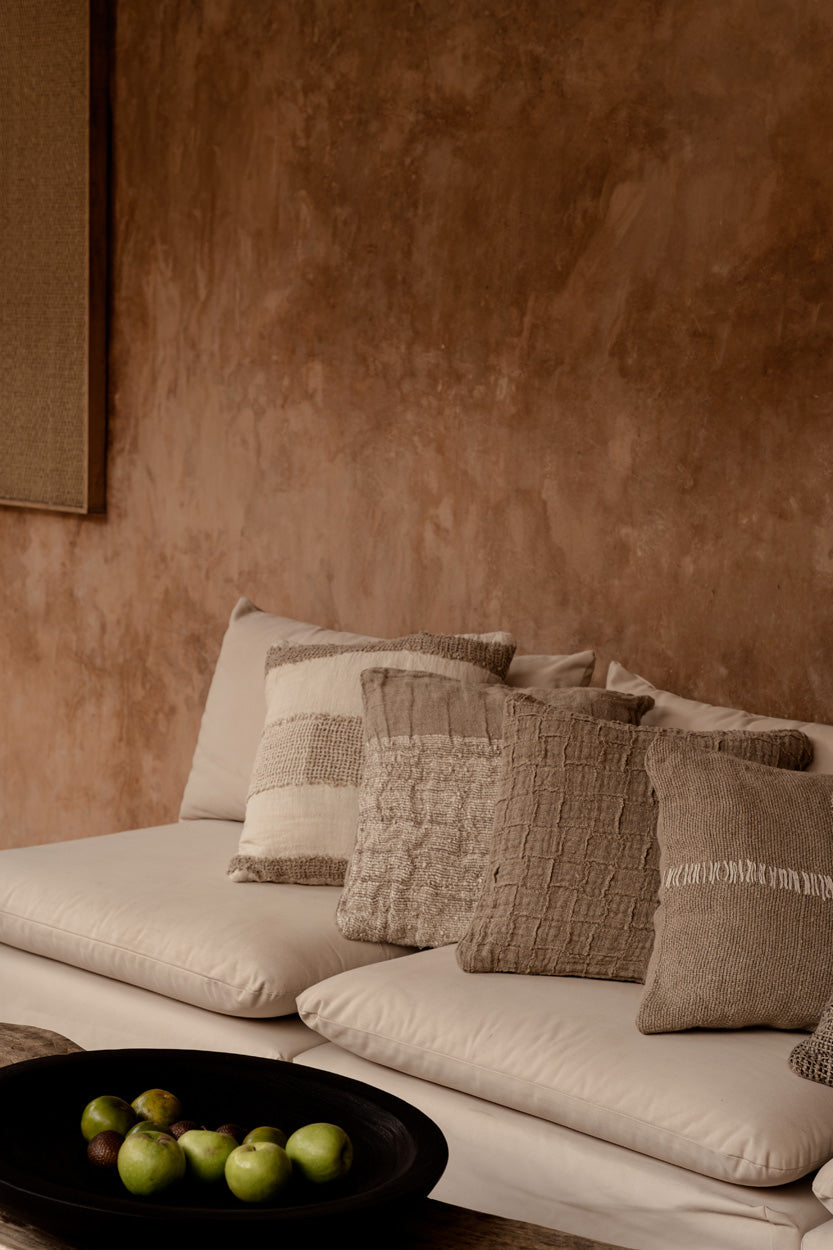 The Linen Threads Cushion Cover - White Natural