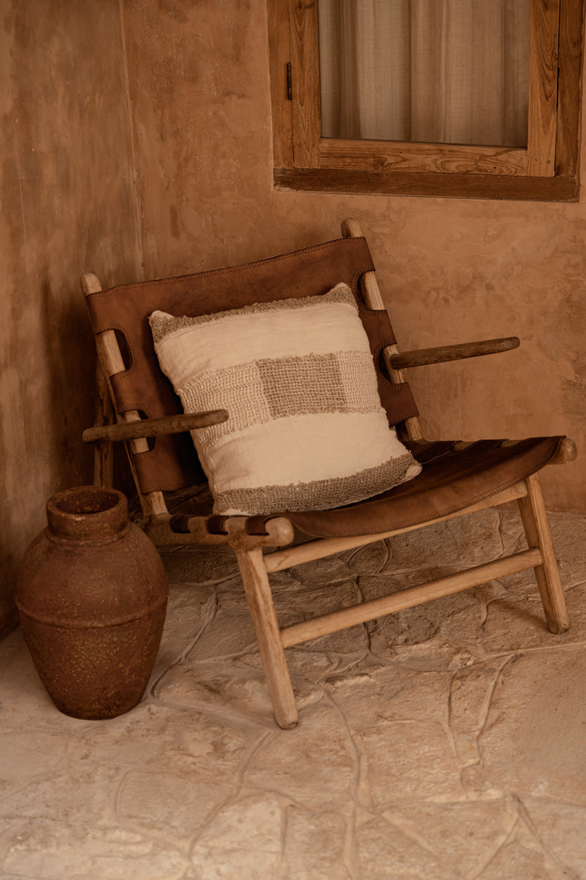 The Linen Threads Cushion Cover - White Natural