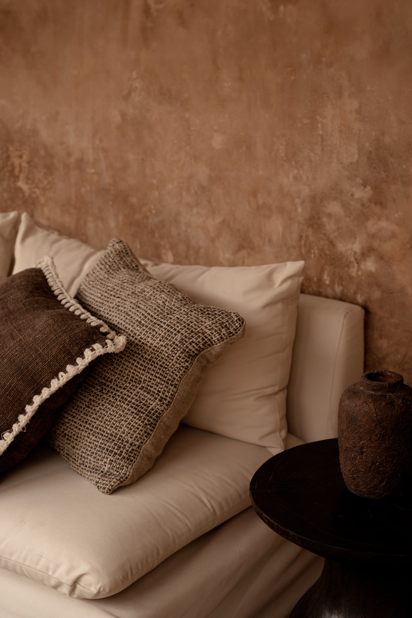 The Linen Grain Cushion Cover - Natural Black