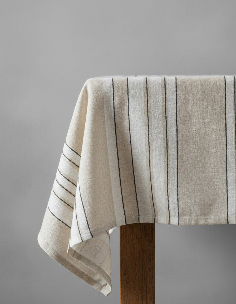 Provence Tablecloth - Natural / Black / White - 150x250