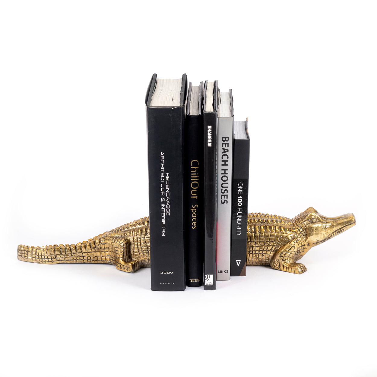 The Crocodile Book Stands - Brass