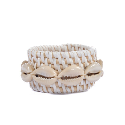 The Rattan Shell Napkin Ring - White