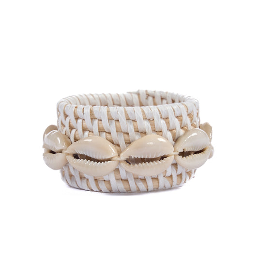 The Rattan Shell Napkin Ring - White