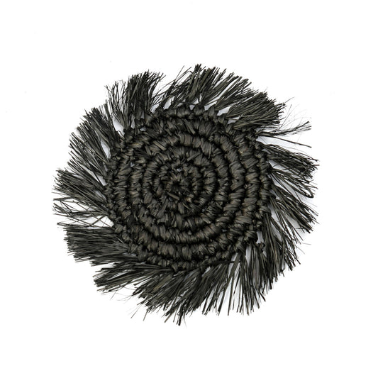 The Fringe Raffia Coaster - Black