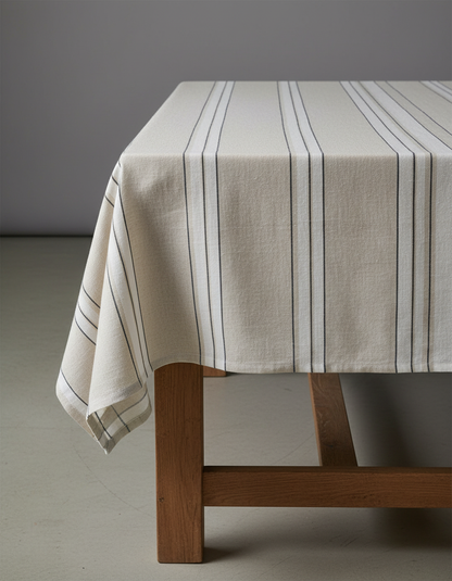 Provence Tablecloth - Natural / Black / White - 150x250