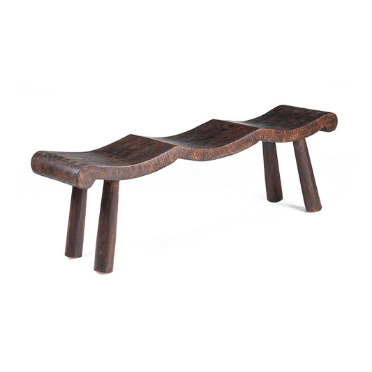 The Lombok Wave Bench - Dark Walnut - M
