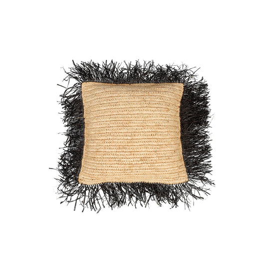 The Raffia Cushion Cover Square - Natural Black - 40x40