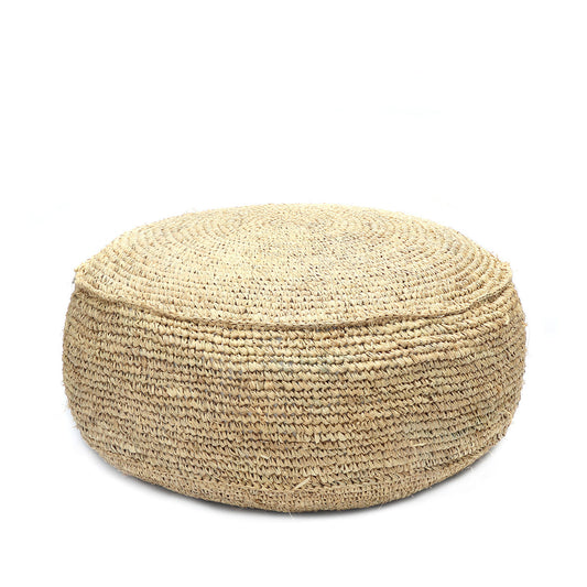 The Raffia Flowers Pouffe - Natural