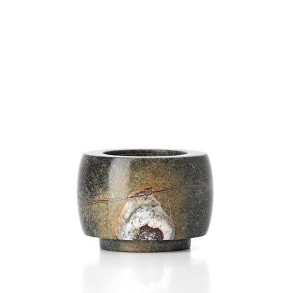 The Bidasar Marble Candle Holder - Green - Low