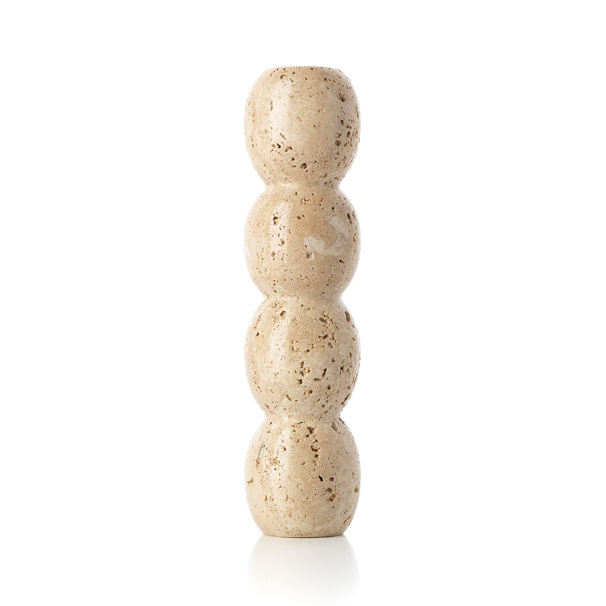 The Travertine Totem Taper Candle Holder - Beige - L