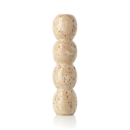 The Travertine Totem Taper Candle Holder - Beige - L