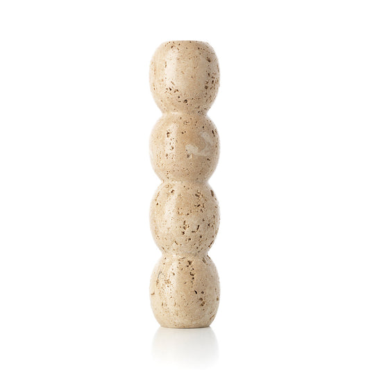 The Travertine Totem Taper Candle Holder - Beige - L
