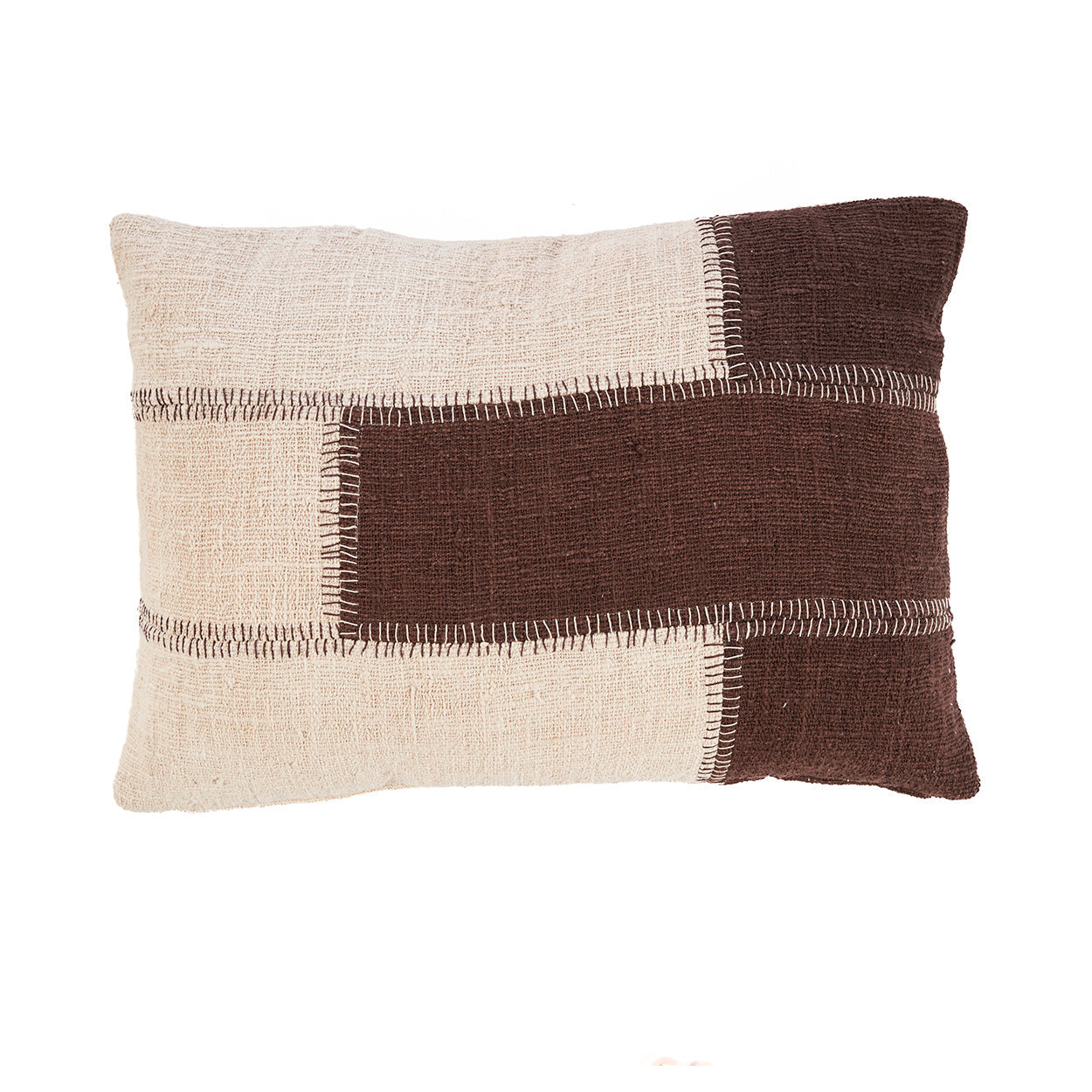 The Cocoa Patchwork Cushion Cover - Natural Brown