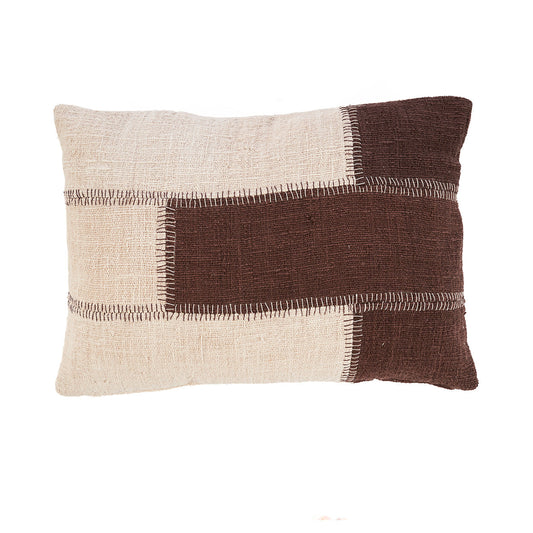 The Cocoa Patchwork Cushion Cover - Natural Brown