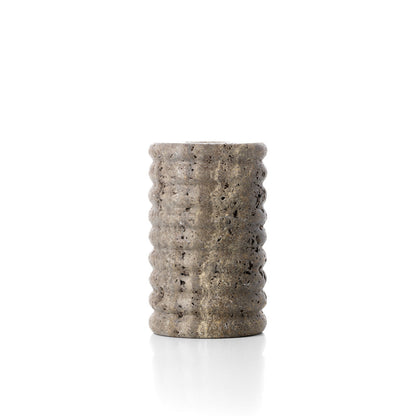 The Travertine Ripple Candle Holder - Grey - M