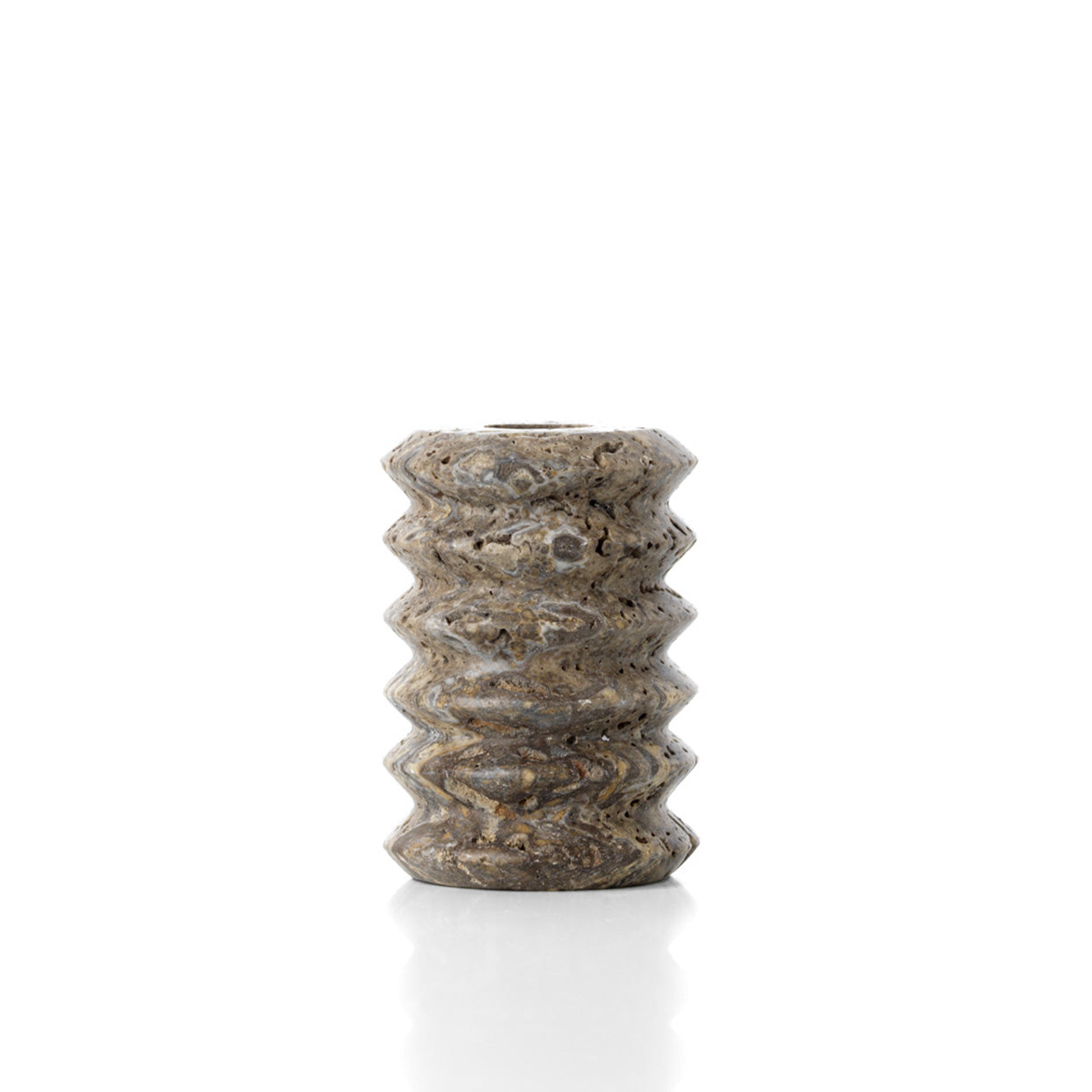 The Travertine Ripple Taper Candle Holder - Grey - S