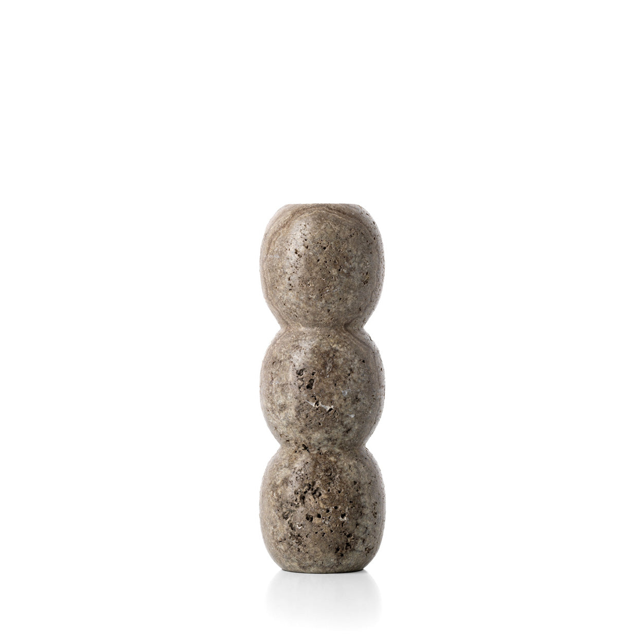 The Travertine Totem Taper Candle Holder - Grey - L