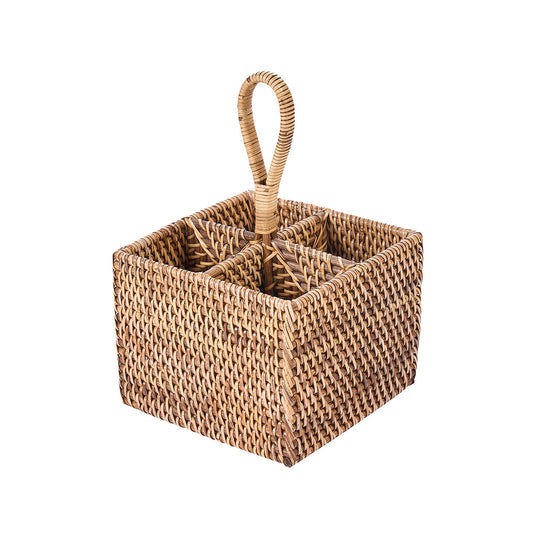 The Rattan Cutlery Caddy No. 4 - Natural Brown