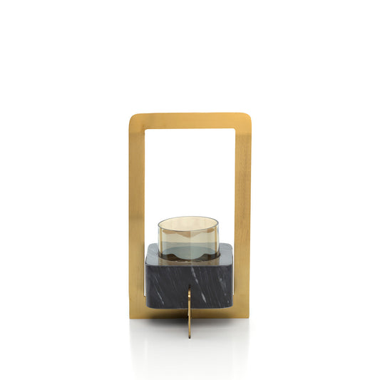 The Golden Marble Candle Holder - Gold Black - L