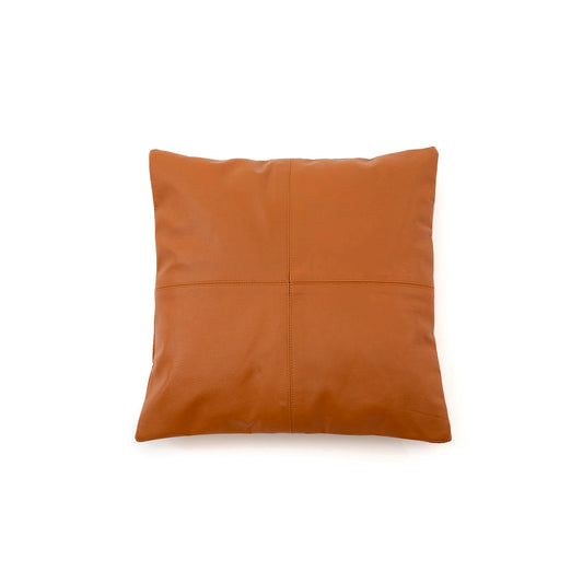 The Four Panel Leather Cushion Cover - Camel - 40x40