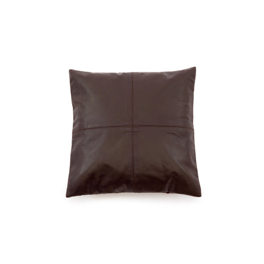 The Four Panel Leather Cushion Cover - Choco - 40x40