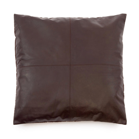 Four-Panel Leather Cushion Cover - Chocolate - 60x60