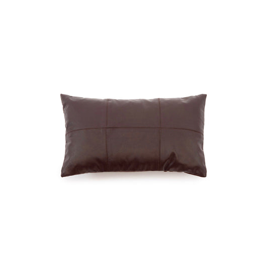 Six-Panel Leather Cushion Cover - Chocolate - 30x50
