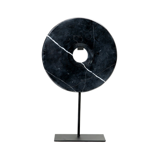 The Marble Disc on Stand - Black - L