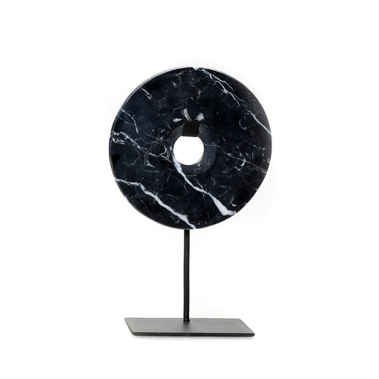 The Marble Disc on Stand - Black - M