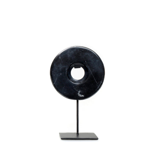 The Marble Disc on Stand - Black - S