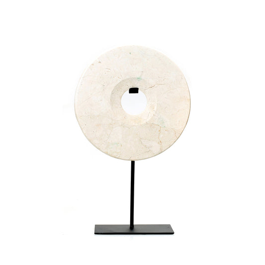 The Marble Disc on Stand - White - M