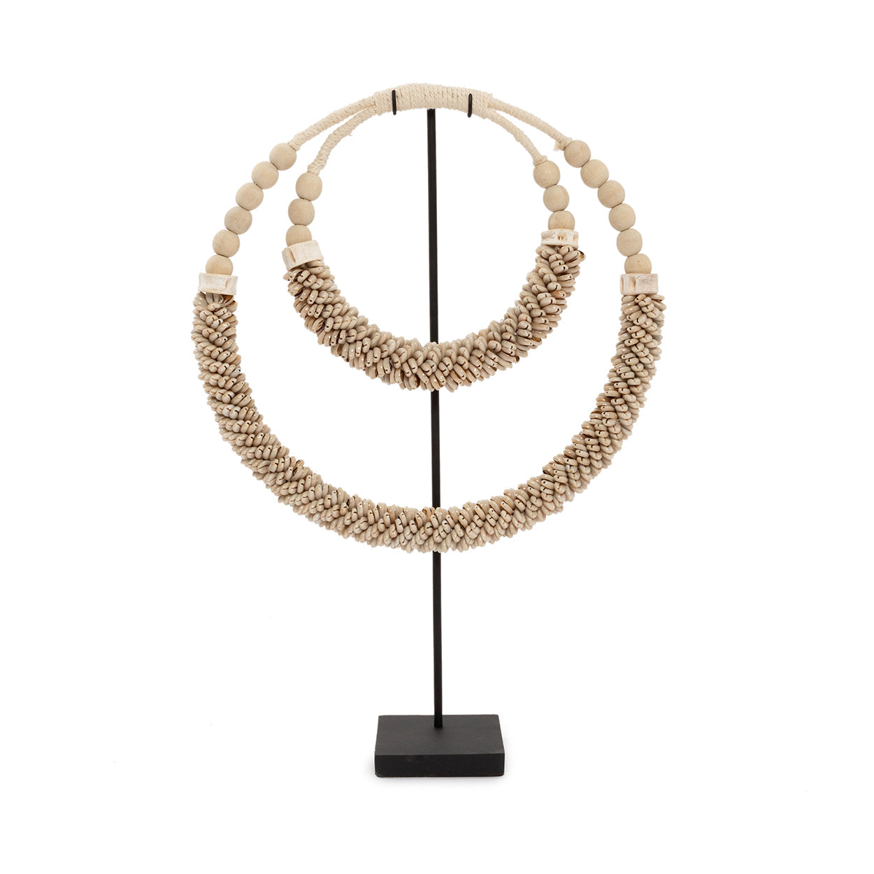 The Double Shell Necklace On Stand - Natural