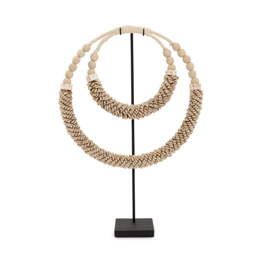 The Double Shell Necklace On Stand - Natural