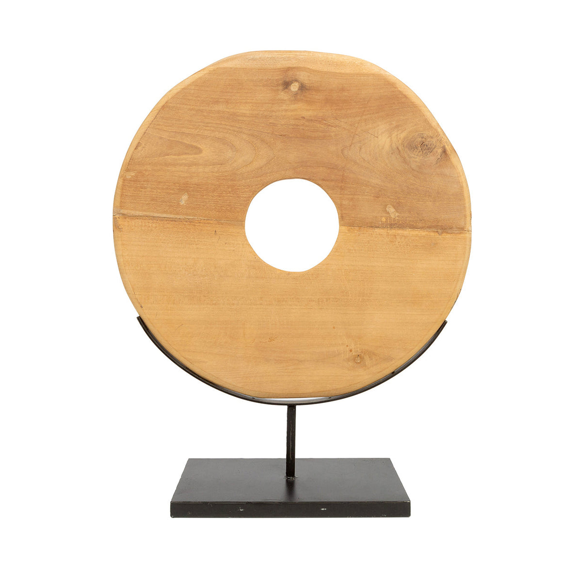 The Teak Disc on Stand - L