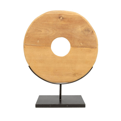 The Teak Disc on Stand - L