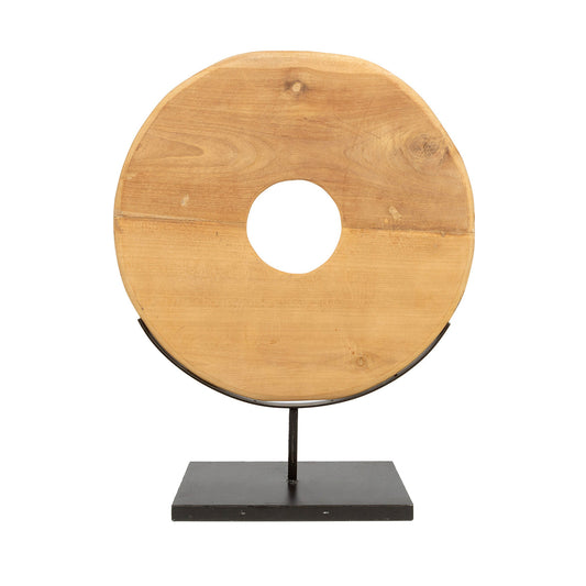 The Teak Disc on Stand - L